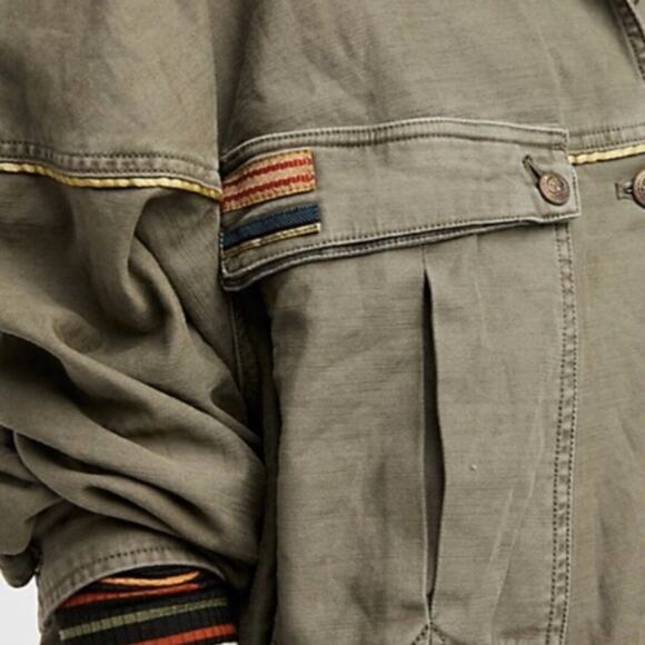 Free People Military Jacket Unisex in Olive Green NWOT Size Large - Picture 5 of 6
